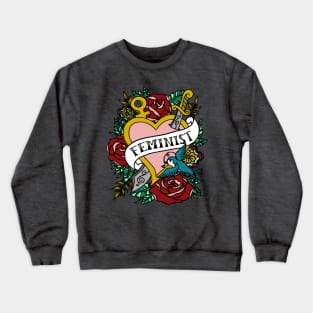 Feminist Tattoo Heart Crewneck Sweatshirt